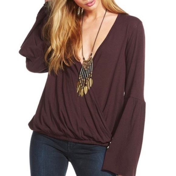 Chaser Tops - Chaser long sleeve surplice top bell sleeves